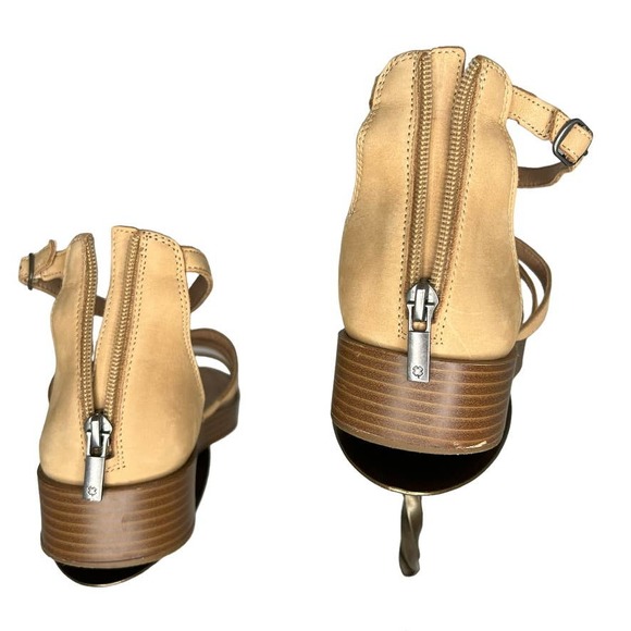 Lucky Brand Women’s “Ellian” Tan Leather Wedge  Sandals with Zippered Heel 8.5 - Picture 5 of 9